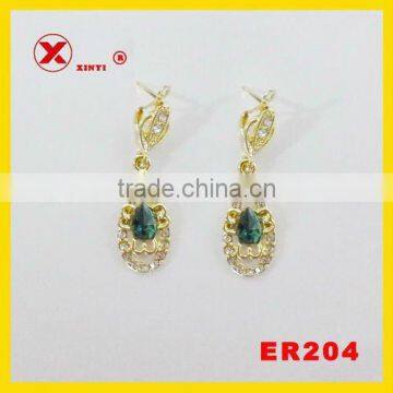 emerald green stone glass gold earring jewelry filigree