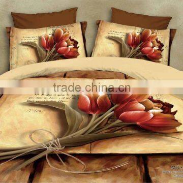 3D Printed Flower brown Pink rose Bedding Set