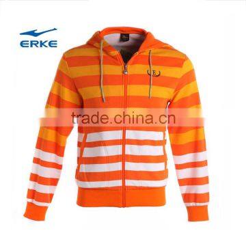 ERKE NEW men's stripe hoodie sweatshirt full zip hoodie long sleeve sweatshirt for man casual outwear sport jacket wholesale/OEM