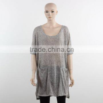 F5W13024 Custom Design Women Grey Pockets Long Sweatshirts