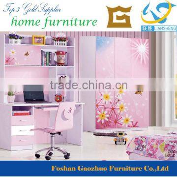 Latest Pink Color Kids Bedroom Furniture Double Bed for Girl