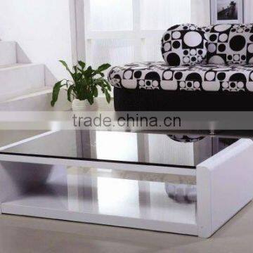 High gloss white MDF coffee table with an extra glass top