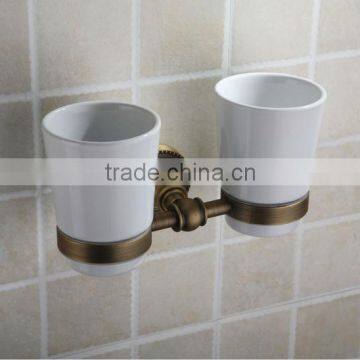 Classic Copper Pure Ceramic Double Tumbler Holder for Bathroom collections