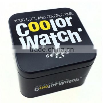 high-end watch packaging black small tin can square