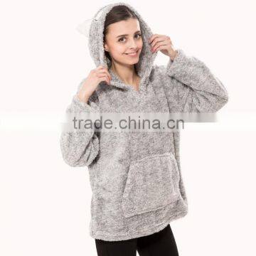 2016 New Snuggle Fleece Embroided Pullover Sweatshirt Plus Size Animal Hoodies Sweatshirt With Ears and Hood photo-2
