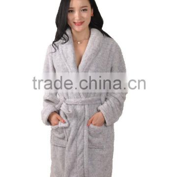 adult 100% polyester two tone/sherpa/snuggle/coral fleece bathrobe women