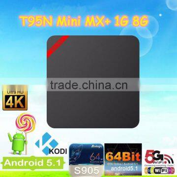 2016 HIGH QUALITY ! T95n digital xbmc KODI 4K AmlogicS905 quad-core cortexA53 1G 8G Android TV box hd smart tv box