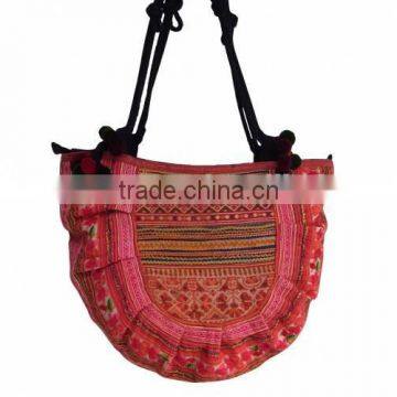 Half Moon Vintage Cross Stitch Shoulder Bag