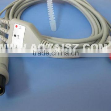 6Pin One Piece 3 Leads ECG Cable