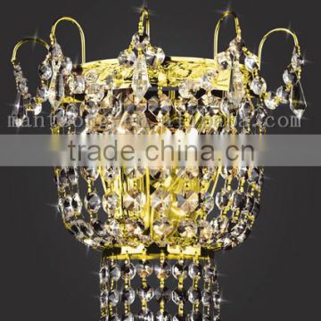 Wholesale classic golden metal E14 gold plated crystal wall lamp