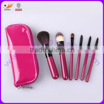 6pcs Rose-carmine Mini Gift Makeup Brush Set with Zip Pouch