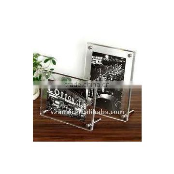 acrylic clear photo frame/picture frame/poster frame with metal stand