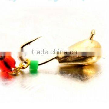 Gold chain with beads ice jig wholesale tungsten ice fishing jigs