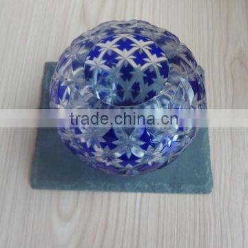 Elegant Slate Candle Holder With Exquisite Engraved Glass Candle Holder photo-2