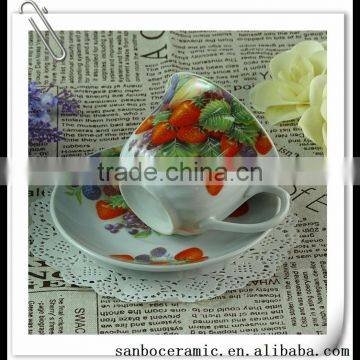 Low Price New Fruit&Flower Cup And Plates Tea Coffee