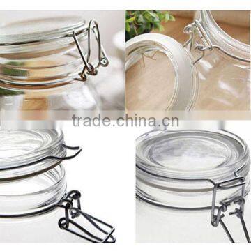 650ml-1800ml Clear Embossed Glass Mason Canning Jar With Flip Sealed Lid photo-4