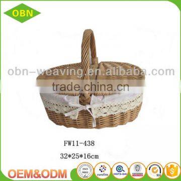 China Custom Excellent Quality Wholesale Cheap Handmade Mini Empty Wicker Picnic Basket photo-1
