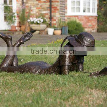 2017 Outdoor Decoration Lying Girl Bronze Sculpture Garden for Reading a Book photo-3