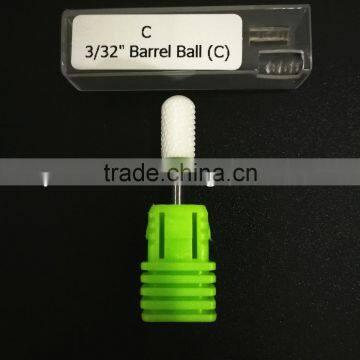 Polishing Drill Barrel Ball Total Length 40MM Course Type Head Blade Diameter 13MM White Ceramic Burr for Nail