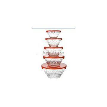 GH060 5pcs Glass Bowl Set with lid