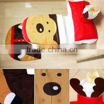 2016 New Product Cheap Set of 3pcs Xmas Santa Claus Closestool Toilet Seat Cover &Rug &Tank Cover photo-3