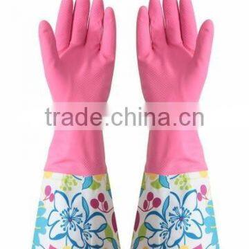 Household all purpose Retro funky floral design rubber gloves wash up