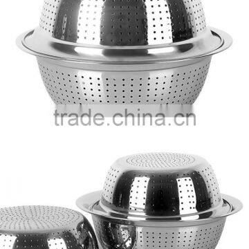 Metal Powder Coated Colander 3pieces in a Set Stainless Steel Fruit Wash Basket photo-3