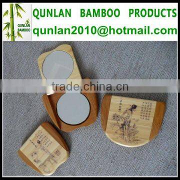 Fashionable Bamboo Mini Makeup Compact Mirror