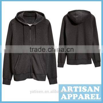 Pullover Casual Hoody Black solid color cotton thick winter hoodie for man with good quality OEM