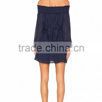 off Shoulder Smocking Midi Casual Dress Wholesale Dress Material in Surat photo-2