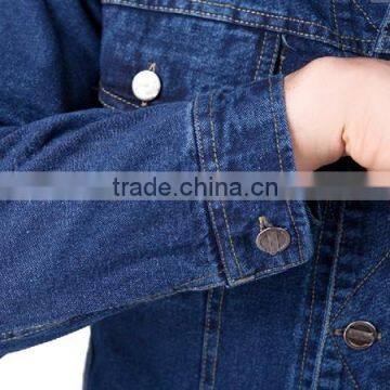 Button Front Stone Washed 10.5OZ Cotton Denim Jacket Jeans Denim Pants photo-3