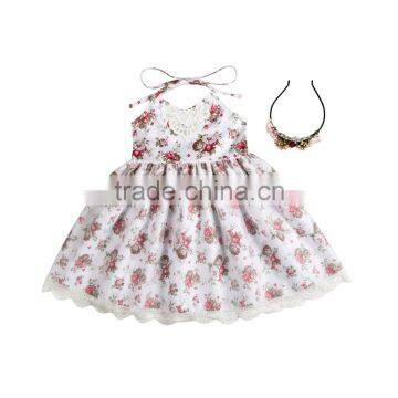 Boutique Baby Clothing Girl Spring Dress Girl Flower Dress With Headband photo-5