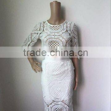 Clubwear Lace White 2015 New Arrival Half Sleeve 2 Pieces Set HL Bandage Bodycon Girl Evening Party Dress photo-4