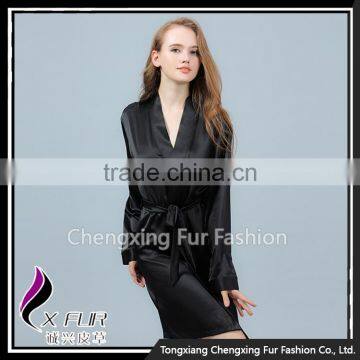 CXLLSP04 Black Sexy Silk Night Robe Homewear Sleepwear photo-6