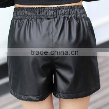 2016 New Fashion High Waist Sexy Lady pu Leather Pants Womens Hot Shorts photo-2
