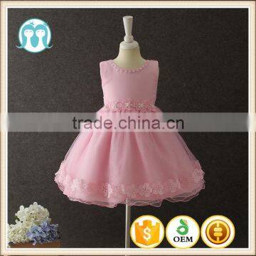 Kids party wear dresses for girls baby pink summer dress wholesale new arrival popular boutique dress for toddler girls