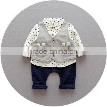 S17669A Autumn Boys Clothing Set Gentleman Kids 3 Piece Sets photo-5