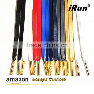 7MM Premium PU Leather Cowskin or Sheepskin Shoelace for Air Sneakers - Black Faux Lambskin Leather Lace W/Gold Plated Tips photo-3
