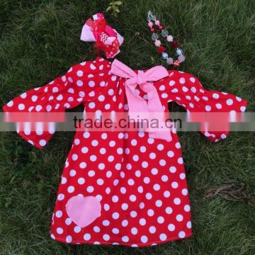 baby girls heart dress valentines dress with matching hair bows and chunky necklace set