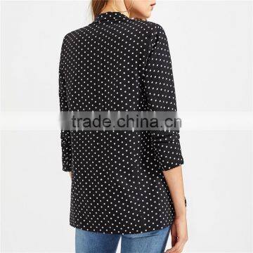 2018 Fall and Winter Newest Style Fitted Polka Dot Open Front Blazer photo-6