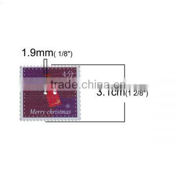 Wood Sewing Buttons Scrapbooking 2 Holes Postage Stamp At Random Christmas Pattern 33mm x 31mm photo-2