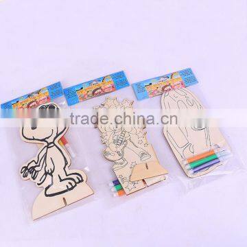 Kids Graffiti Drawing Board With Color Brush Wood Educational Toy