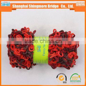 China Hand Knitting Yarn Supplier Hot Wholesale Novelty Texile Polyester Yarn Big Loop Acrylic Fancy Knitting Yarn photo-3
