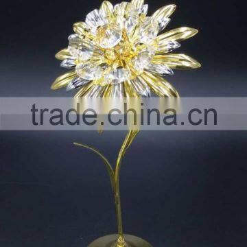 k9 crystal flower with golden plated