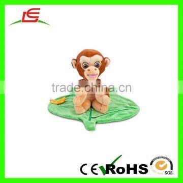 LE China Supplier Cute Soft Baby Monkey Plush Toy Blanket For Gift