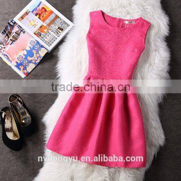 Pink Solid Color Printed A Line Dress/sym Rose Multi Design Sleeveless A Line Dress Skirt photo-5