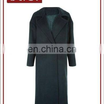 Lapel Maxi Length Coat for Women and Ladies with Big Buttons