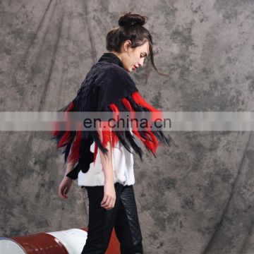 Gorgeous Design Ladies Short Sleeves Fur Jacket Material Rex Rabbit Fur Coat Quality Goat Fur Tassels Cardigan