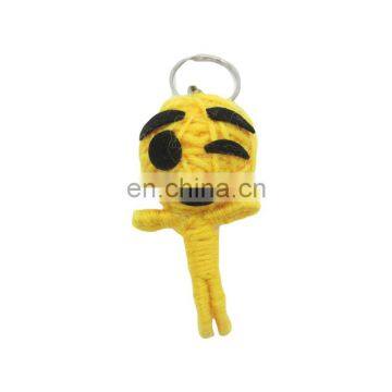 Emoji Winkle Face Knot Key Ring Handmade Voodoo Doll Key Chain