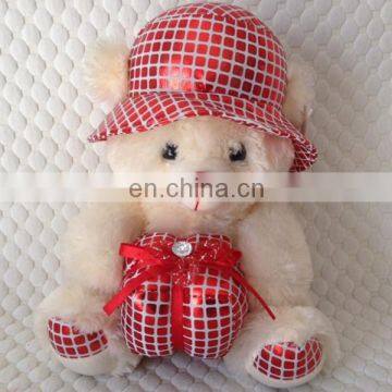 Diamond gift plush bear teddy with hat toy